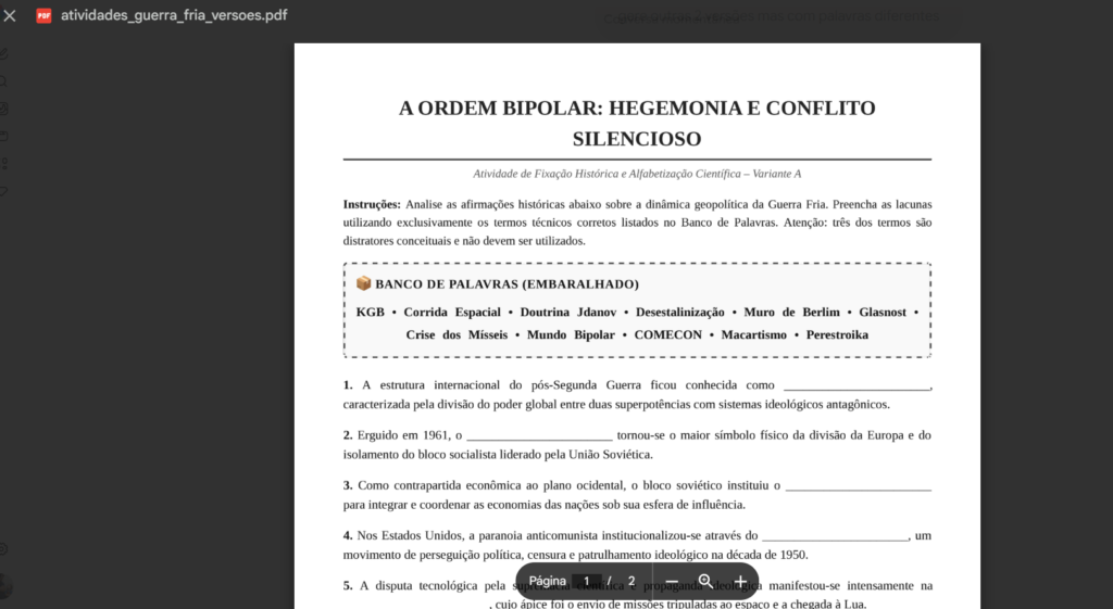 Atividades de Lacunas Prontas para Imprimir em 5 minutos prompt sobre atividade com lacunas ii